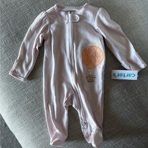 NWT Carter's Light Purple Striped Footie with Balloon Design